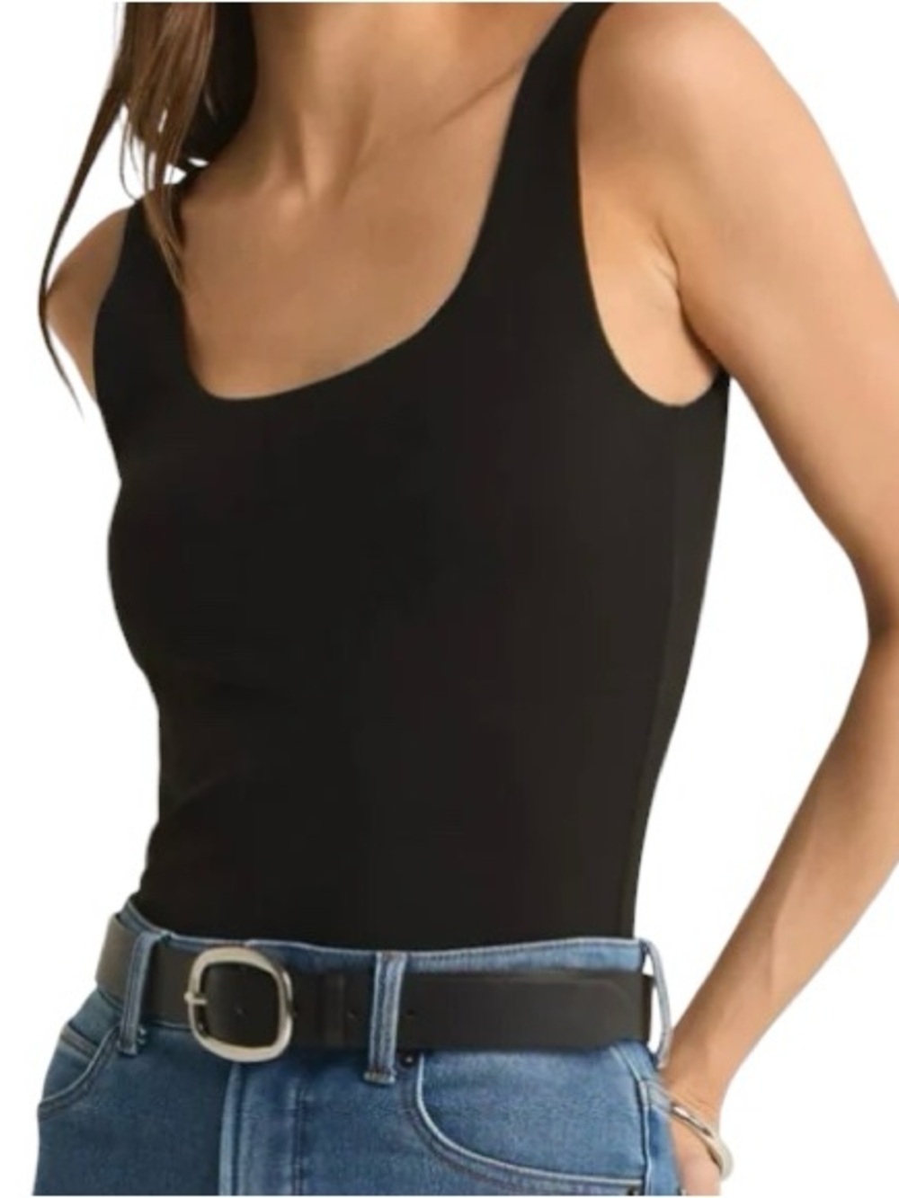 Z Supply Vienna So Smooth Black Bodysuit Scoop Neck Lined Size Large